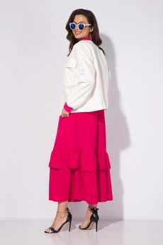 Костюм с платьем 151к белый + фуксия Liliana-style