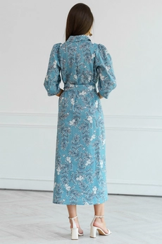 Платье 1019L голубой + молочный Ivera collection