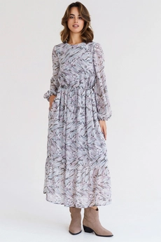 Платье 1062К серый + хаки Ivera collection