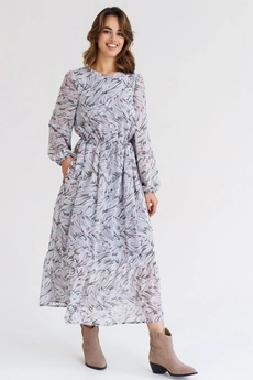 Платье 1062К серый + хаки Ivera collection