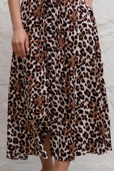 Платье 1082L молочный + коричневый Ivera collection