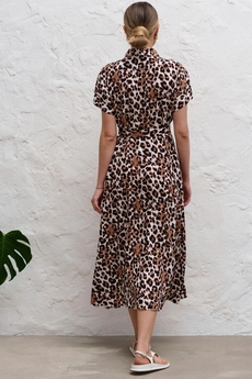Платье 1082L молочный + коричневый Ivera collection