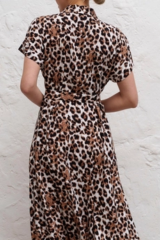 Платье 1082L молочный + коричневый Ivera collection