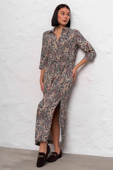 Платье 1092В коричневый + белый Ivera collection