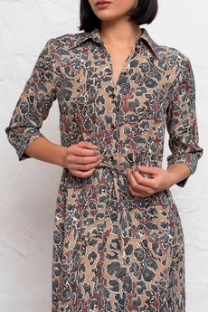 Платье 1092В коричневый + белый Ivera collection