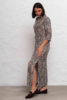 Платье 1092В коричневый + белый Ivera collection