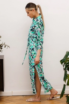 Платье 1092П молочный + бирюзовый Ivera collection