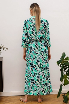 Платье 1092П молочный + бирюзовый Ivera collection