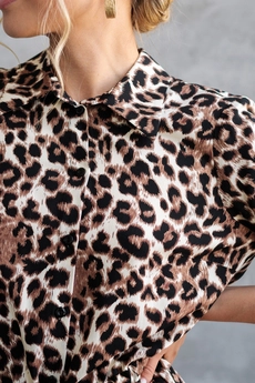Платье 1092L бежевый + коричневый Ivera collection