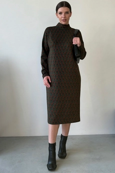 Платье 1097L зеленый + терракотовый Ivera collection