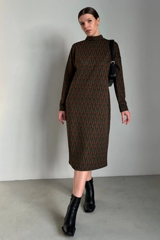 Платье 1097L зеленый + терракотовый Ivera collection