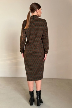 Платье 1097L зеленый + терракотовый Ivera collection