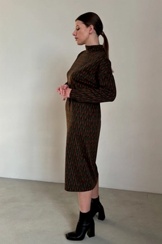 Платье 1097L зеленый + терракотовый Ivera collection