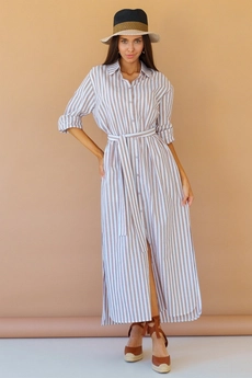 Платье 1124 коричневый + белый Ivera collection