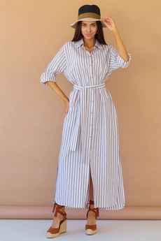 Платье 1124 коричневый + белый Ivera collection