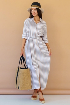 Платье 1124 коричневый + белый Ivera collection