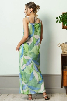 Платье 1125L зеленый + синий Ivera collection