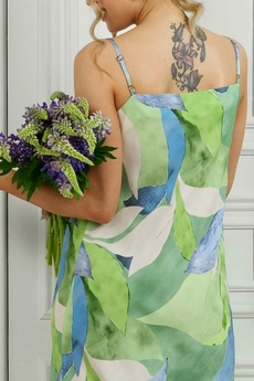 Платье 1125L зеленый + синий Ivera collection
