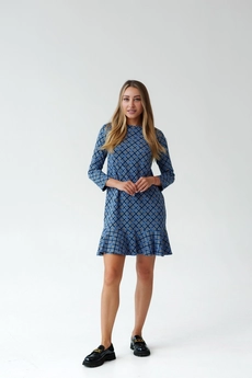 Платье 1127 голубой + бежевый Ivera collection