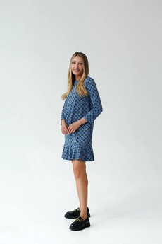 Платье 1127 голубой + бежевый Ivera collection