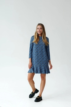 Платье 1127 голубой + бежевый Ivera collection