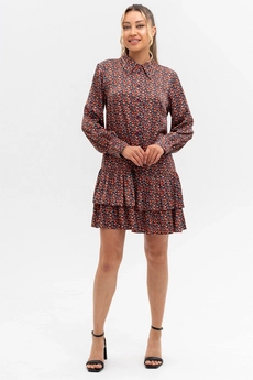 Платье 1134 зеленый + терракотовый Ivera collection