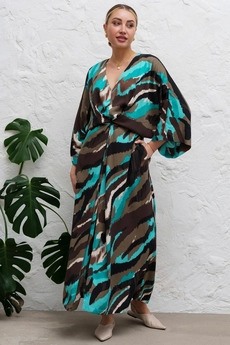 *Платье 1145 коричневый + бирюзовый Ivera collection