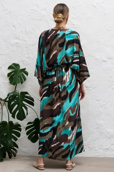 *Платье 1145 коричневый + бирюзовый Ivera collection