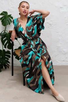 *Платье 1145 коричневый + бирюзовый Ivera collection