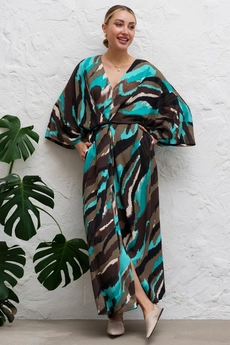 *Платье 1145 коричневый + бирюзовый Ivera collection