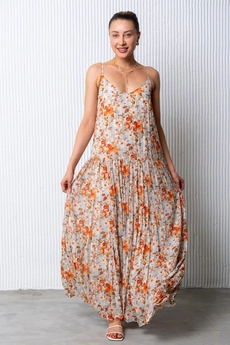 Платье 1152 голубой + оранжевый Ivera collection