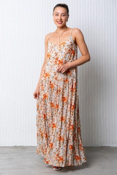 Платье 1152 голубой + оранжевый Ivera collection