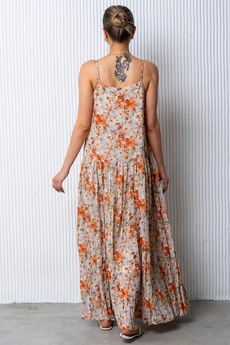 Платье 1152 голубой + оранжевый Ivera collection