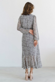 Платье 1154 серый + белый Ivera collection
