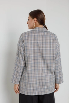 Жакет 3018 молочный + синий + песочный Ivera collection