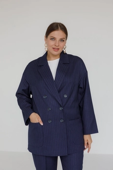 Жакет 3018 синий + белый Ivera collection