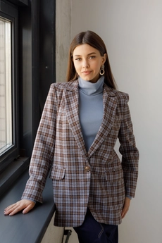 Жакет 3020 коричневый + голубой Ivera collection
