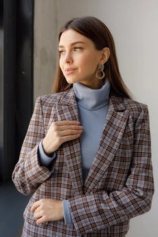 Жакет 3020 коричневый + голубой Ivera collection