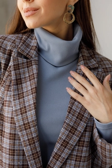 Жакет 3020 коричневый + голубой Ivera collection