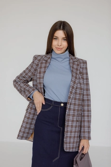 Жакет 3020 коричневый + голубой Ivera collection