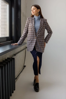 Жакет 3020 коричневый + голубой Ivera collection