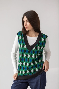 Жилет 3024 зеленый + белый + черный Ivera collection