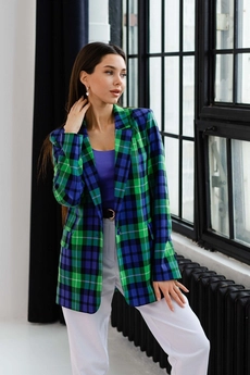 Жакет 3034 синий + зеленый Ivera collection