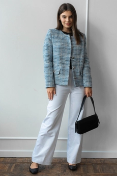 Жакет 3064 голубой + белый Ivera collection
