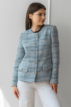 Жакет 3064 голубой + белый Ivera collection