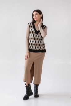 Юбка 4018 песочный + белый Ivera collection