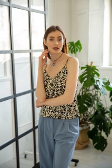 Топ  441 бежевый + зеленый + черный Ivera collection
