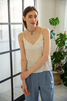 Топ 441 молочный + коричневый Ivera collection