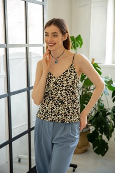 Топ  441 бежевый + зеленый + черный Ivera collection