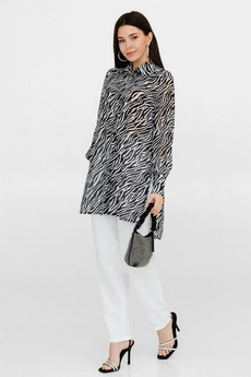 Блузка 5058L черный + белый Ivera collection